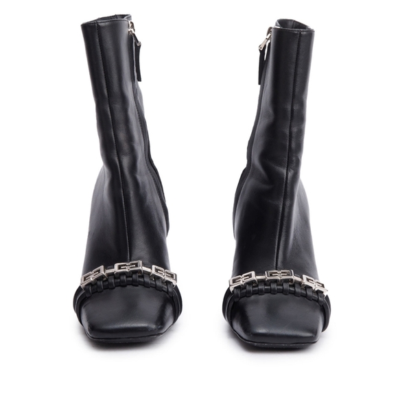 Givenchy Black Leather G-Woven Ankle Boots, Size 36.5  - Picture 1 of 5